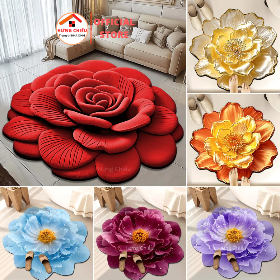 Thảm bali tròn trải sàn đường kính 1m trang trí phòng ngủ phòng bếp, Hưng Chiếu ED03