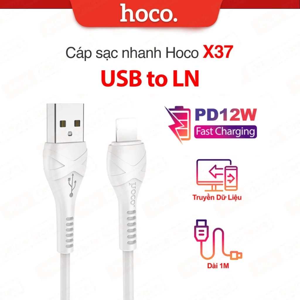 Cáp sạc nhanh và truyền dữ liệu TypeC/IP/Micro Hoco X37 sạc nhanh 3.0A Max dài 1m