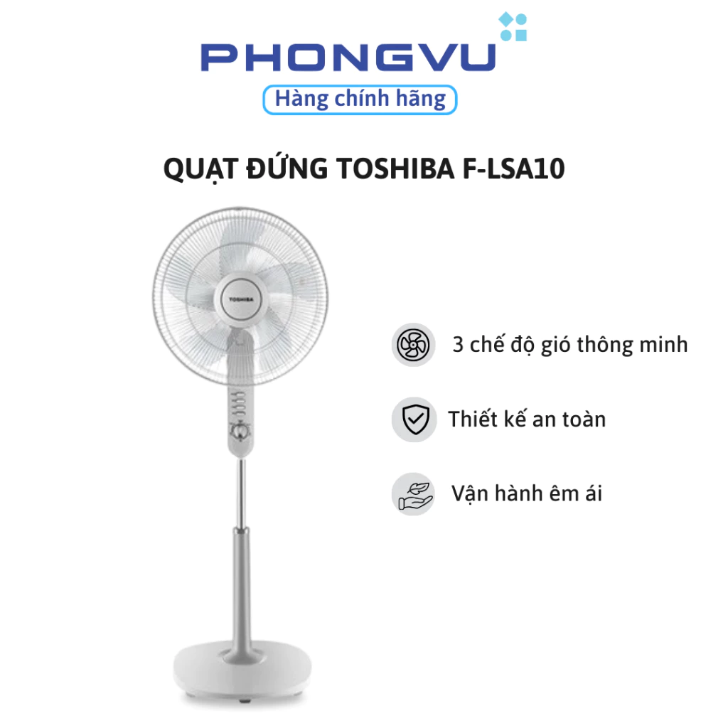 Quạt cây Toshiba 40cm F-LSA10 - 3 chế độ gió - Tiết kiệm điện - Thiết kế chắc chắn - Bảo hành 12 tháng