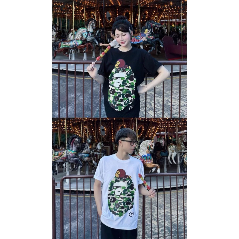 Áo Thun Bape Hình In Sắc Nét Full Tem Tag Túi Mac