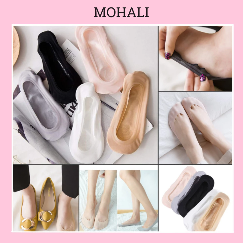Combo 5 đôi tất vớ lười nữ búp bê lụa cao cấp giấu tất có đệm cao su chống trượt MOHALI VL006