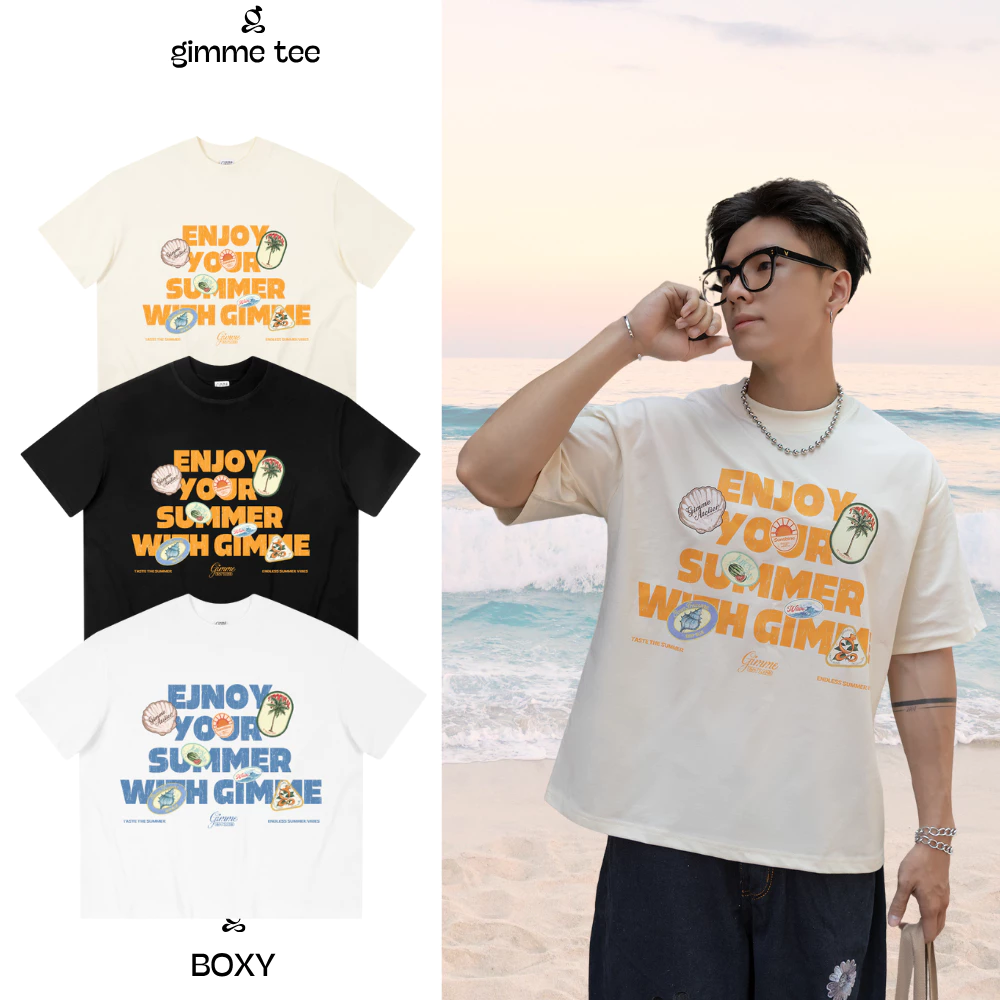 [BOXY] Áo Thun Boxy Gimme - Summer Tee - Premium Cotton 250gsm - 2 Chiều Cổ Tròn - GM00