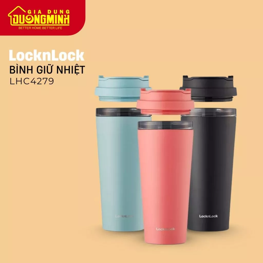 Bình giữ nhiệt Lock&Lock có 2 nắp thay thế New Clip Tumbler 540ml - LHC4279 - Gia Dụng Dương Minh