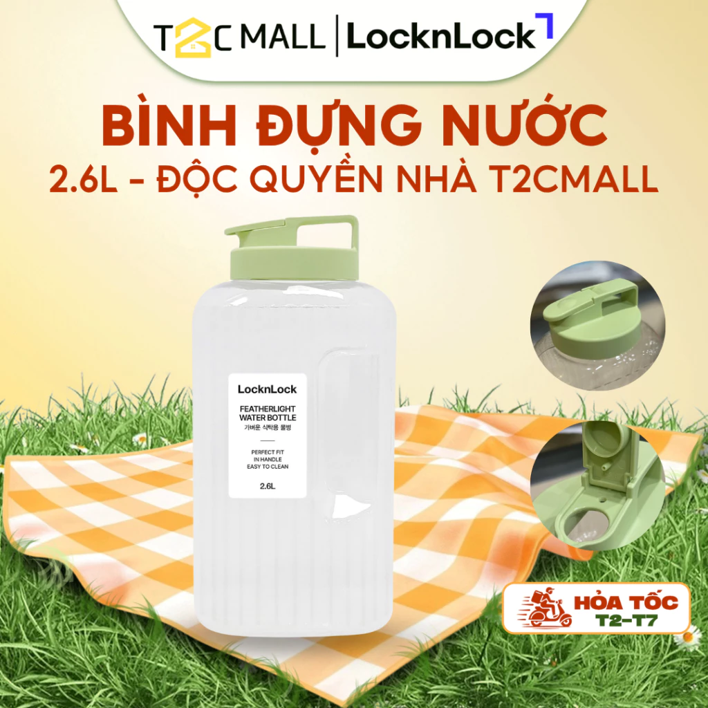 (ĐỘC QUYỀN T2C MALL) Bình Đựng Nước LocknLock 2.6L Bình Nước Nhựa To An Toàn Xanh Mint HAP739LGRN