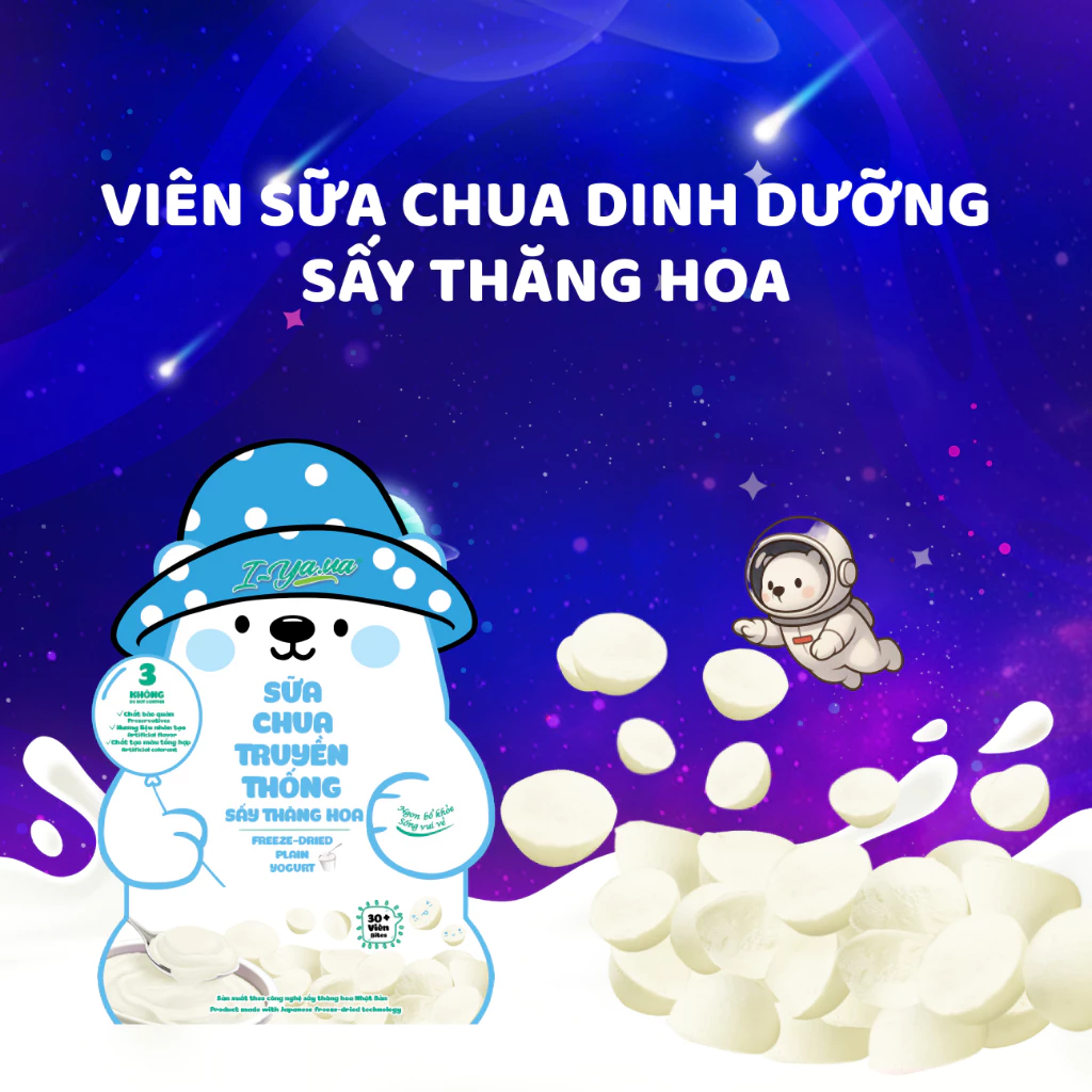 Combo 2 Túi Sữa Chua Tươi Sấy IYAUA Bổ Sung Tỷ Lợi Khuẩn và Canxi_ GẤU HẠT NÚT Vị Truyền Thống
