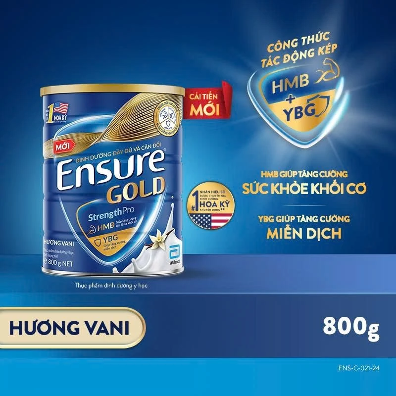 Sữa bột Ensure Gold Abbott hương vani 800g