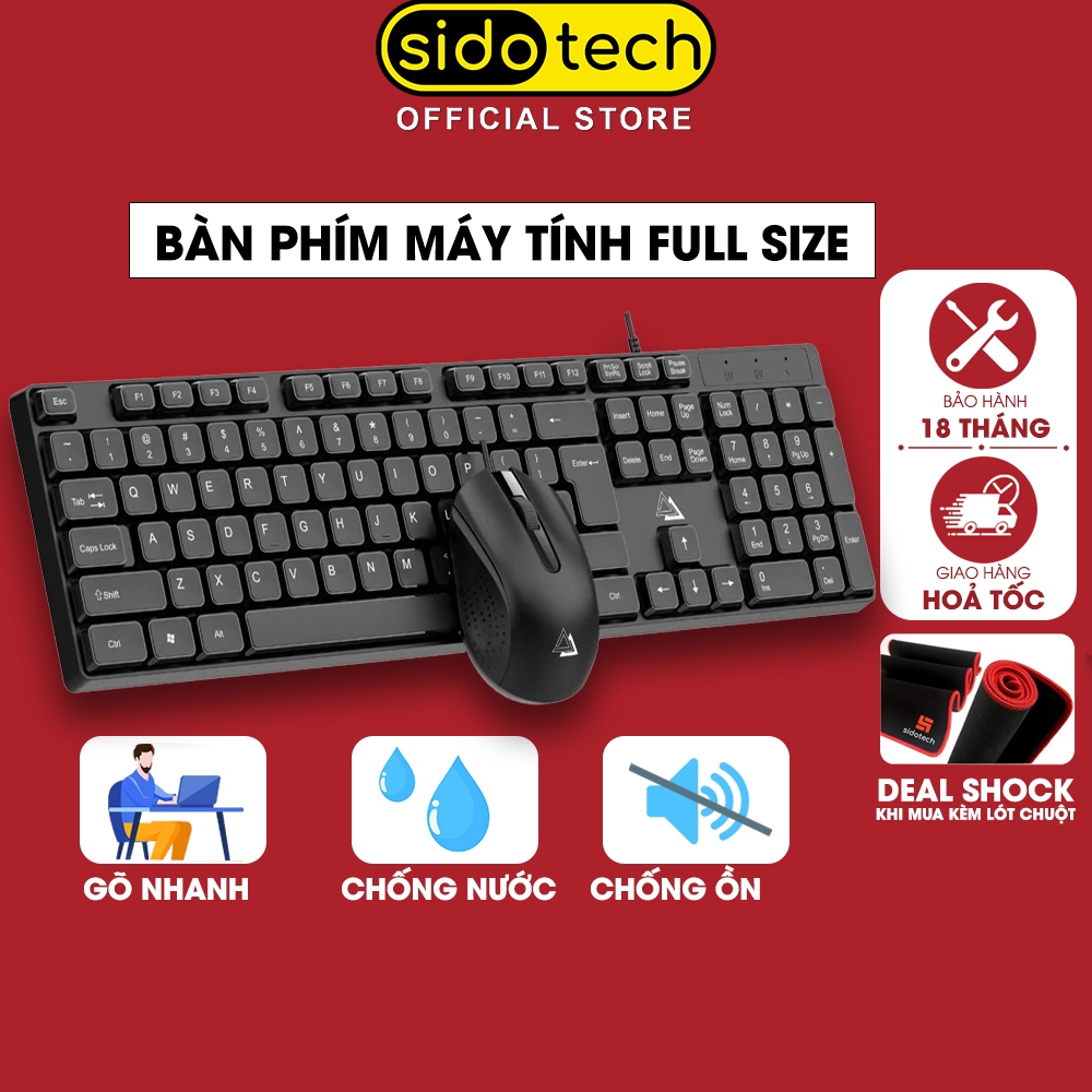 Bàn phím máy tính văn phòng SIDOTECH KM10 có dây full size 104 key gõ phím…