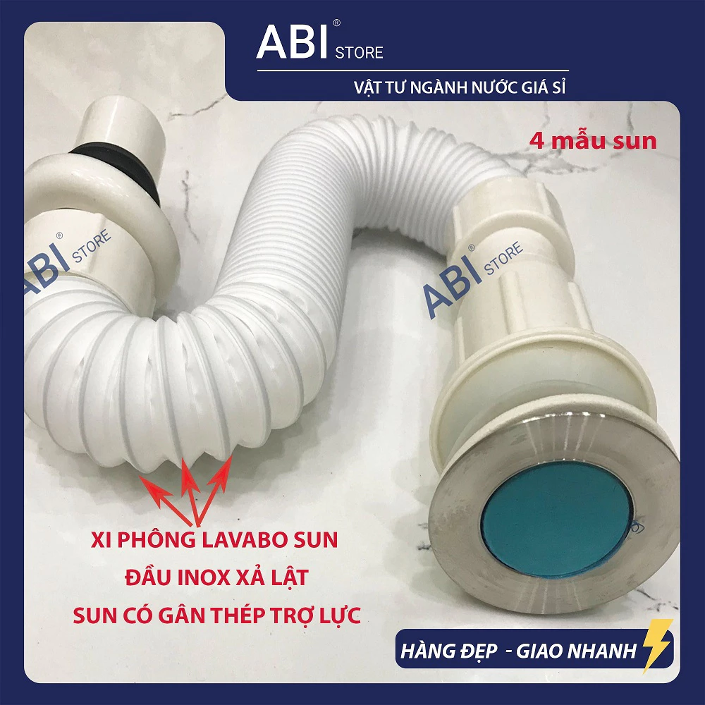 Xi Phông Thoát Nước Chậu Rửa Mặt Nhựa Sun Đầu Inox Xả Lật Có Gân Thép giá sỉ, Bộ Xi Phông Lavabo Hàng Đẹp