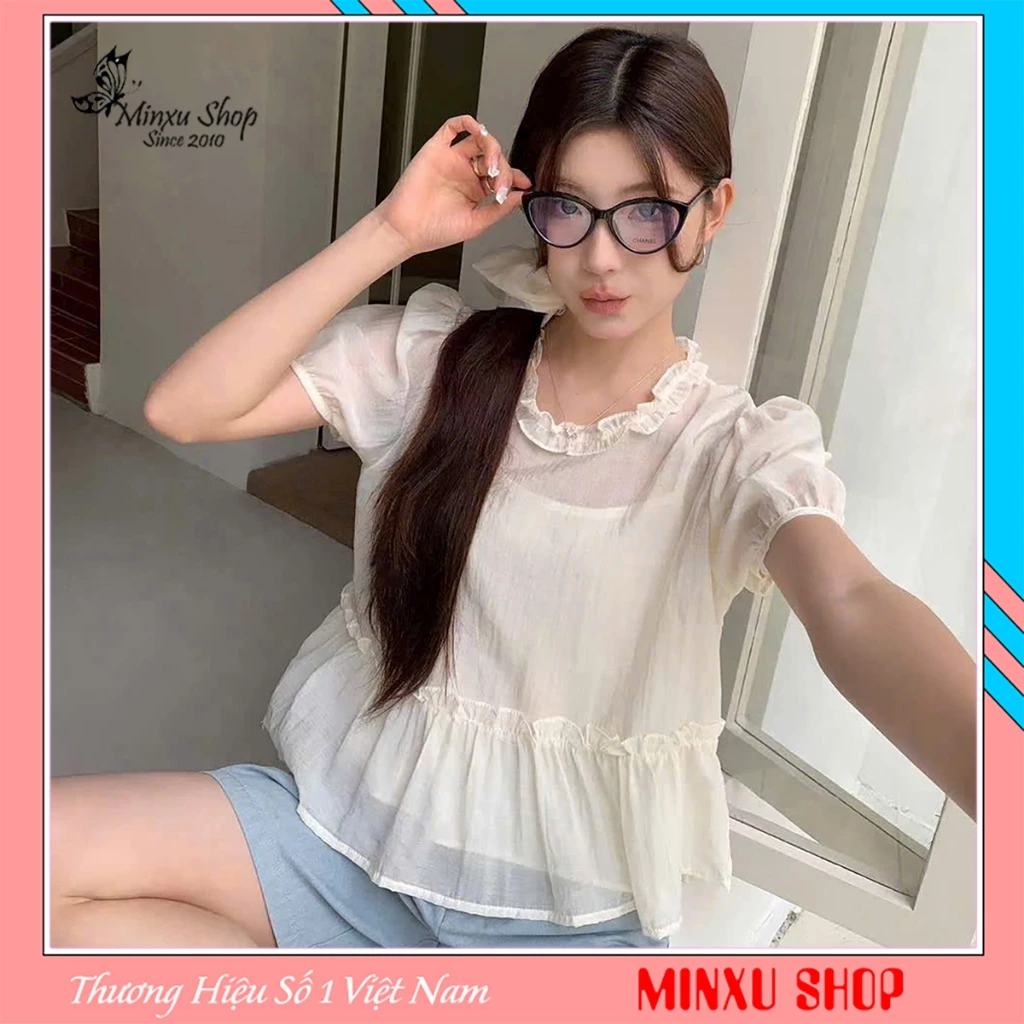 Set 3 Chi Tiết ( Áo 2 Dây, Áo Sơ Mi Và Dây Cột Tóc) Vải Voan Tơ Mỏng Mát Hàng Qc Minxu Shop SOM46