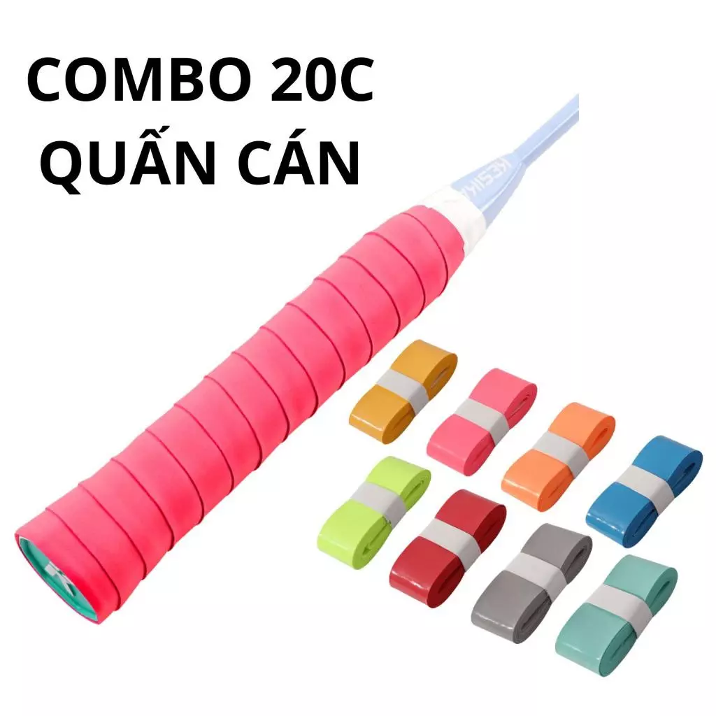 Combo 20 quấn cán vợt cầu lông, vợt pickleball mềm mại bám tay, thấm hút mồ hôi, dày dặn,cao cấp,KHÔNG LOGO-QC-CB20-KL