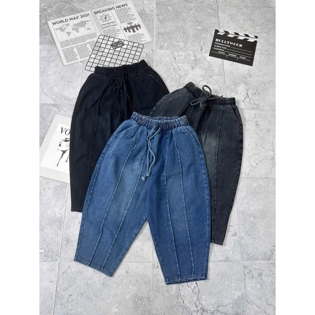 Quần ngố lửng triết ly vải jean bò mềm dành cho nữ [Không dây rút] M43