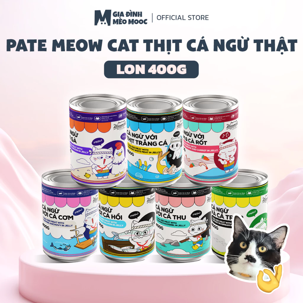 Pate Mèo MeowCat Thịt Cá Ngừ Thật Lon 400g Việt Nam Hàng Chuẩn Dinh Dưỡng Cân Bằng