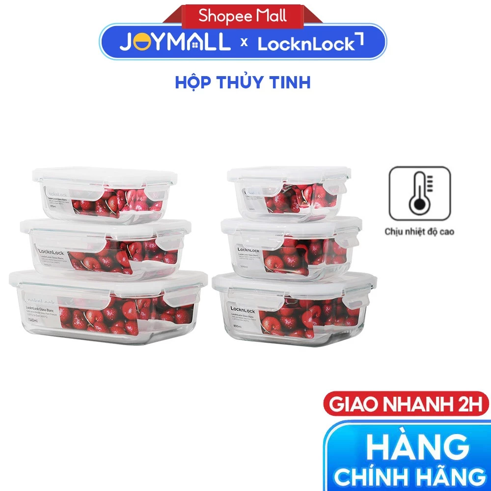 Hộp thủy tinh LocknLock BLANC bảo quản thực phẩm LLG110- Hàng chính hãng, chịu nhiệt cao - JoyMall