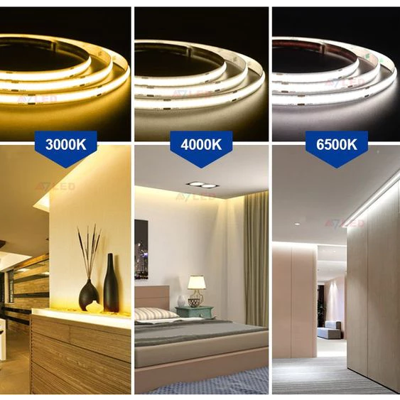 Cuộn đèn led COB 24V 10m đủ màu trắng/vàng/4000k/xanh/đỏ/hồng, Led dán trang trí nội thất siêu sáng với 320led/m