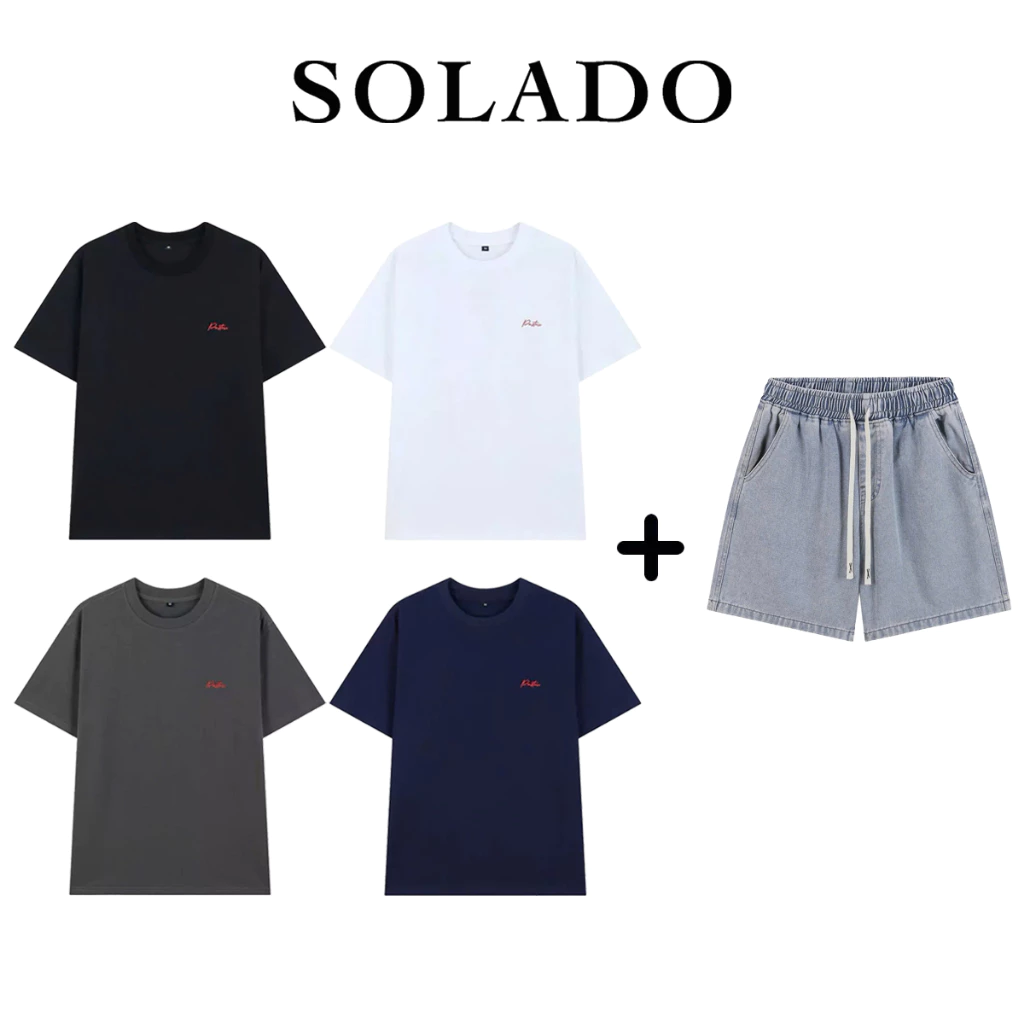 Bộ Quần Áo Thể Thao SOLADO Phong Cách Năng Động Áo Cotton Quần Jean AT05-QSJ01