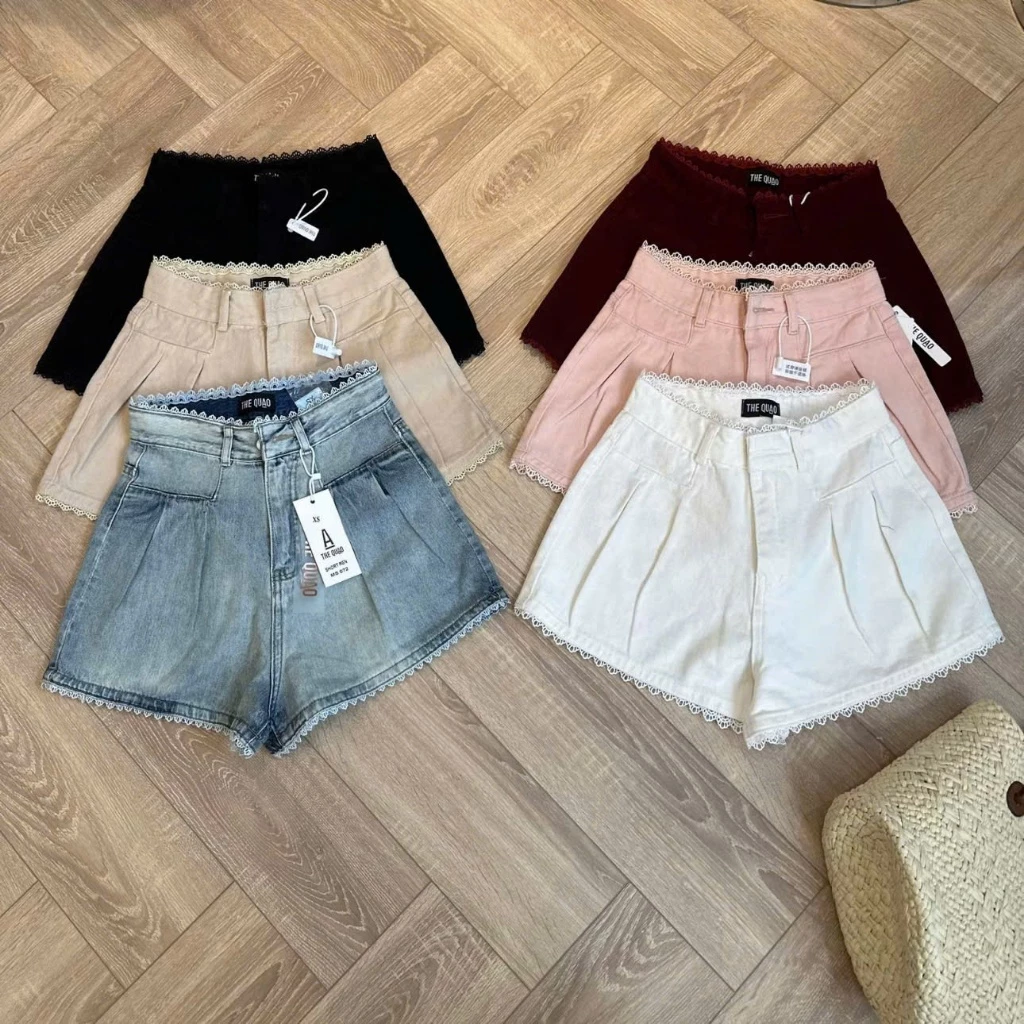 Quần Short Jean Cạp phối Ren Hót Trend Mới Về