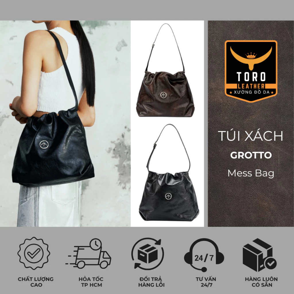 Túi GROTTO Mess Bag (Hàng có sẵn HCM) - Túi xách hot trend chất liệu da microfiber