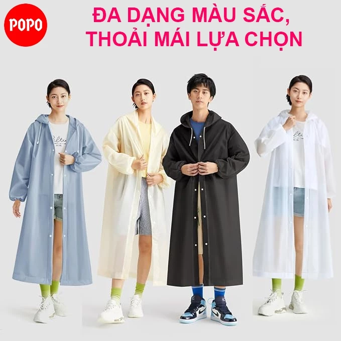 Áo mưa POPO chất liệu EVA có khóa bấm, dùng 1 lần gấp gọn tiện mang theo