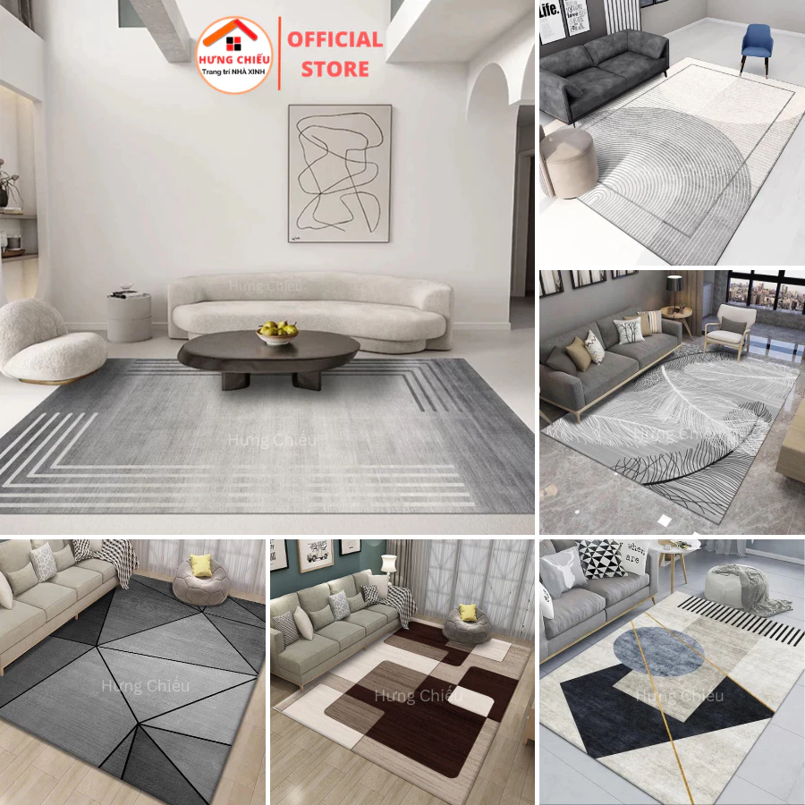Thảm trải sàn nỉ lì bali trang trí phòng khách 3D hoạ tiết hiện đại ED14