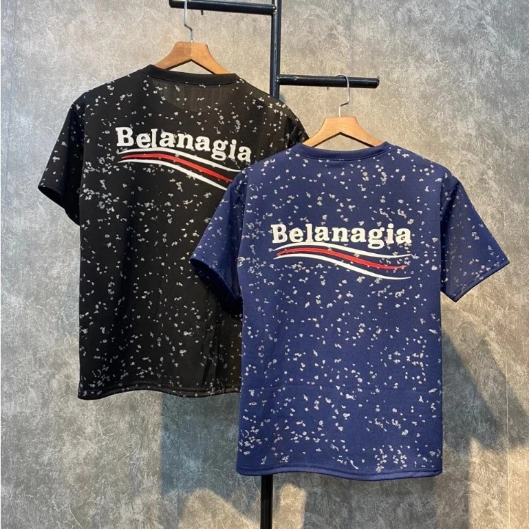 Áo Thun Cổ Tròn Ngắn Tay NAM NỮ in BELANAGIA Kim Tuyến, áo hotren thời trang 2024 Menswear Cotton poly size 35-80 kg
