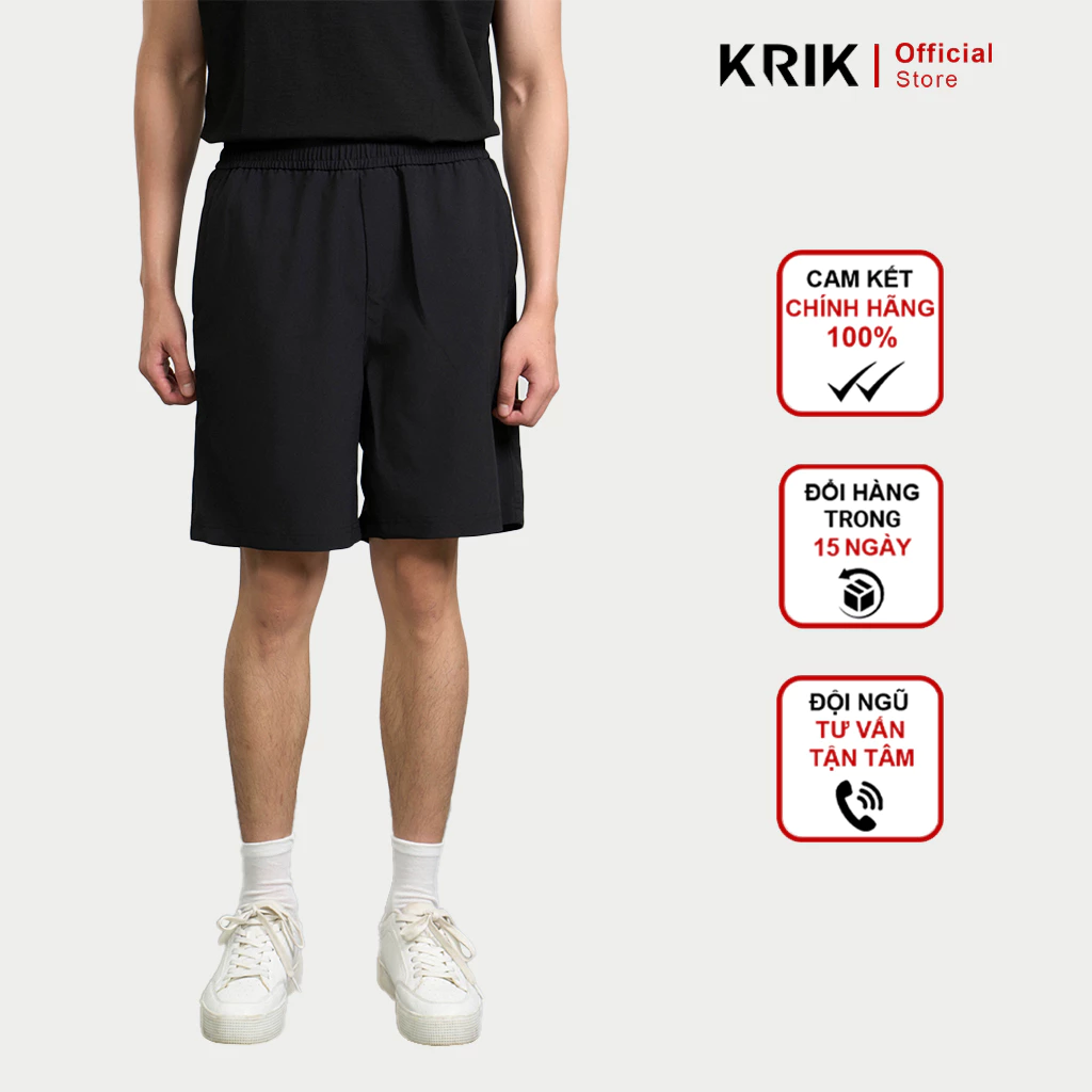 Quần Short Gió Nam KRIK Dáng Classic Thiết Kế Túi Kéo Dễ Mặc Chất Liệu Chống Nhăn QS8125