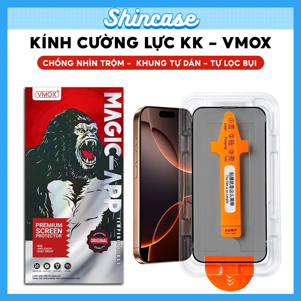 Cường Lực Iphone VMOX Tự Dán Chống Nhìn Trộm FULL MÀN Cho iphone X/XS/XR/11/12/13/14/15/16/17/Pro/Max/Mini/Air