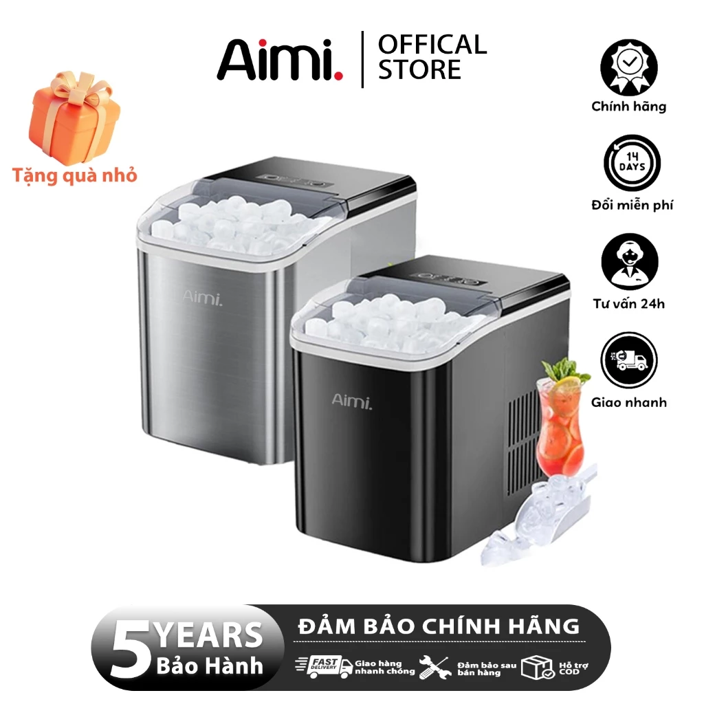 Máy Làm đá Mini 2.2L Công Suất Lớn Hoàntoàn Tự động 15kg đá Tạo đá Siêu Tốc Trong 6-8 Phút