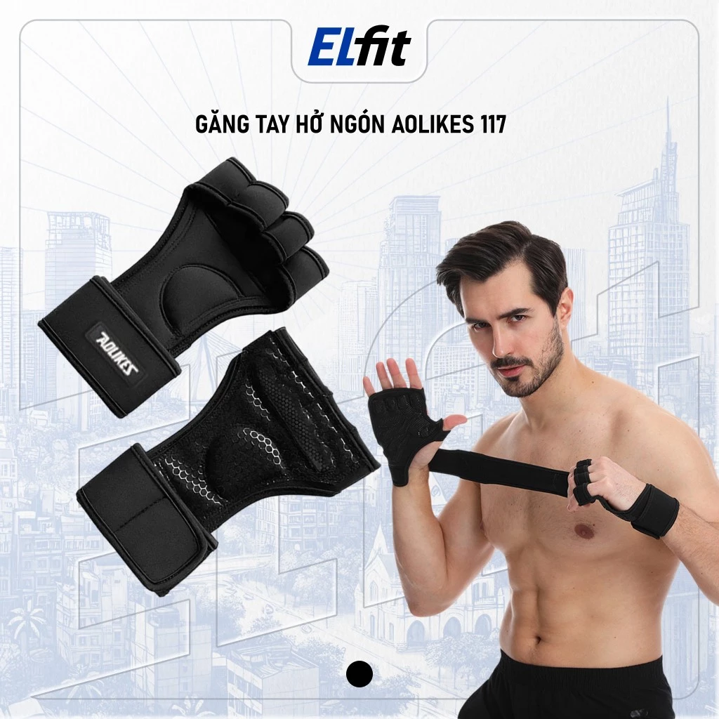 Găng Tay Tập Gym Hở Ngón Aolikes A-117 Dành Cho Cả Nam Nữ Tiện Lợi Bền Bỉ Hàng Chính Hãng Cao Cấp - AL117