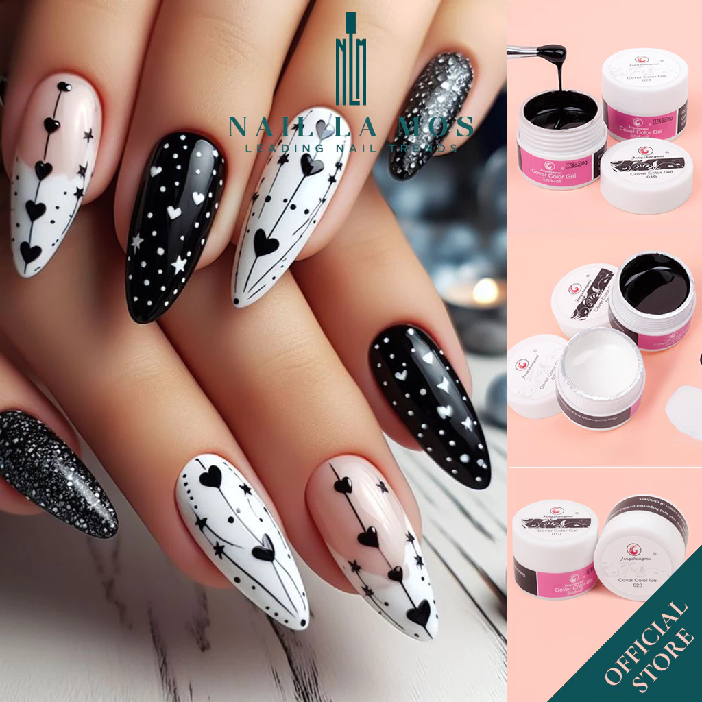 Gel vẽ đen, trắng Fengshangmei chính hãng - gel vẽ nổi chất đậm đặc chuyên dụng cho dân làm móng (lẻ hũ)