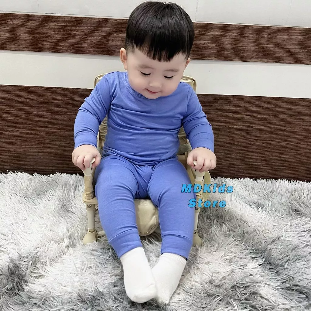 Bộ quần áo thun lạnh tay dài quần dài MDKIDS cho bé trai và bé gái 5-15kg.