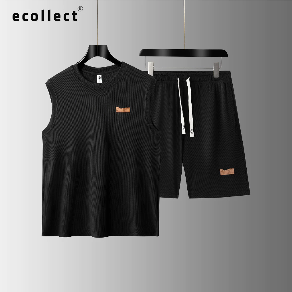 Bộ Đồ Nam Tank Top ECOLLECT SS45 – Chất Vải Tăm Lạnh Co Giãn Thoáng Mát, Phong Cách Thể Thao Hè 2025