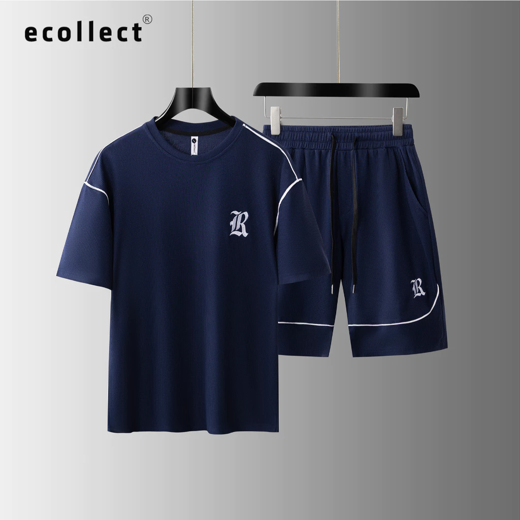 Bộ Quần Áo Nam Thun Cổ Tròn Waffle Tổ Ong ECOLLECT SS47 –  Thoáng Mát, Thêu Tinh Tế, Thấm Hút Mồ Hôi