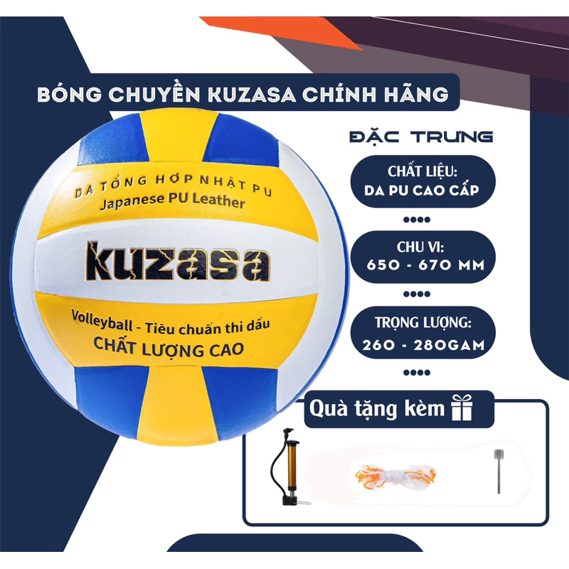 Bóng Chuyền Da Chính Hãng Kuzasa, Quả Bóng Chuyền Tiêu Chuẩn Thi Đấu Giá Rẻ Đủ Size Cho Mọi Lứa Tuổi