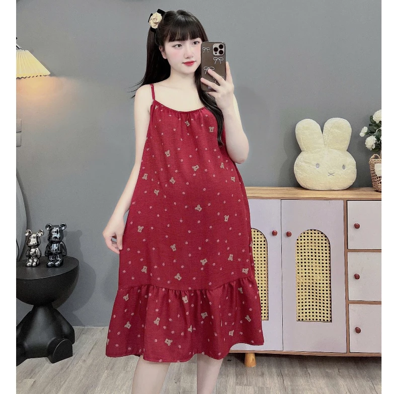 (Đủ size đến 100kg)Váy bầu,đầm bầu Bigsize chất đũi vân mây mềm,mát