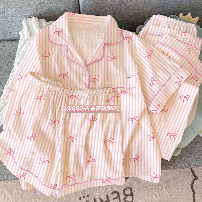 𝐘𝐮𝐫𝐢.𝐬𝐭𝐨𝐫𝐞 Set Bộ Ngủ 3 Món Chất Liệu Đũi Mềm Mặc Ở Nhà