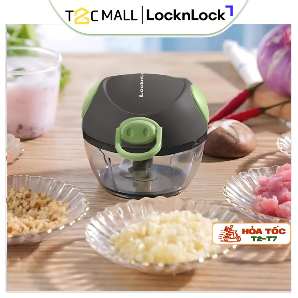 Dụng Cụ Xay Tỏi Ớt Cầm Tay LocknLock 180ML Cối Xay Tỏi Ớt Chính Hãng Màu Xanh…