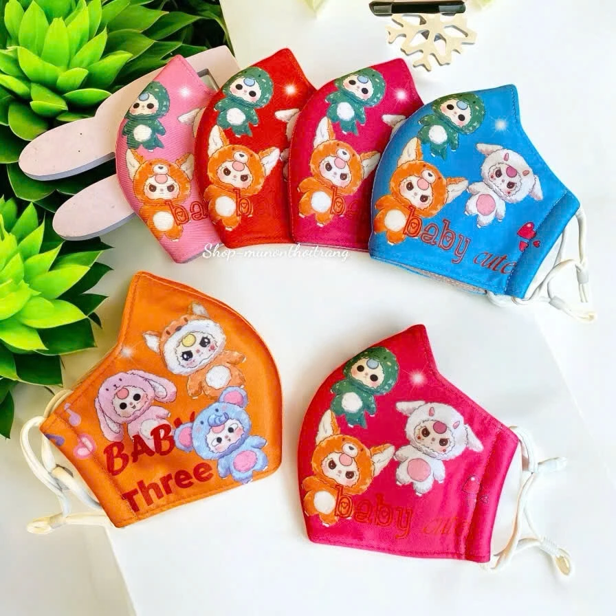 Khẩu trang vải Baby three cho bé từ 7 đến 10 tuổi nhiều màu y hình
