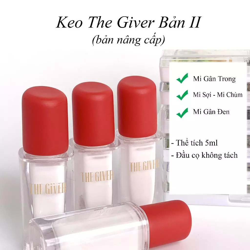 The Giver Eyelash Glue Keo Dán Mi The Giver Nắp Đỏ, Keo Dán Lông Mi Giả Nhanh Khô, Không Gây Kích Ứng, Không Cay Mắt