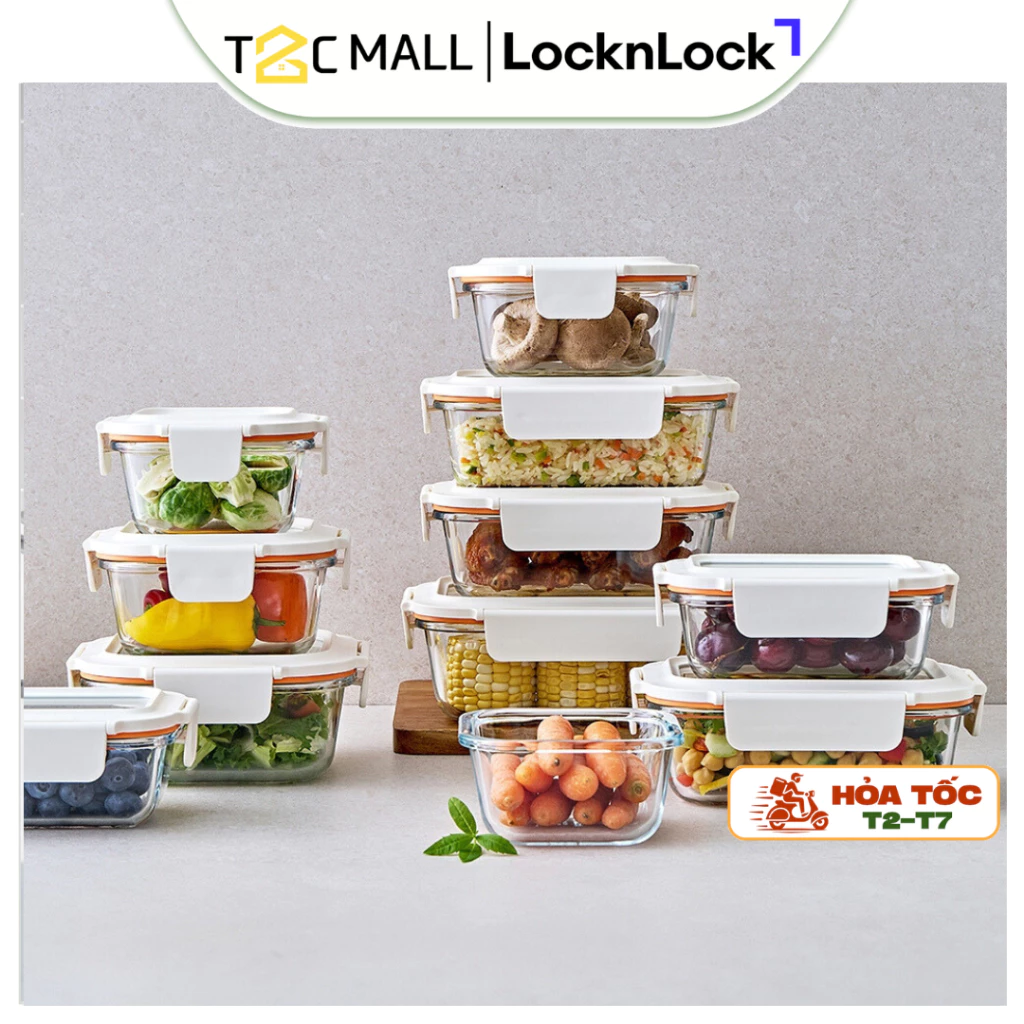Hộp Đựng Thực Phẩm LocknLock Hộp Bảo Quản Thủy Tinh Có Nắp Chịu Nhiệt Nhiều Dung Tích LTG T2C Mall