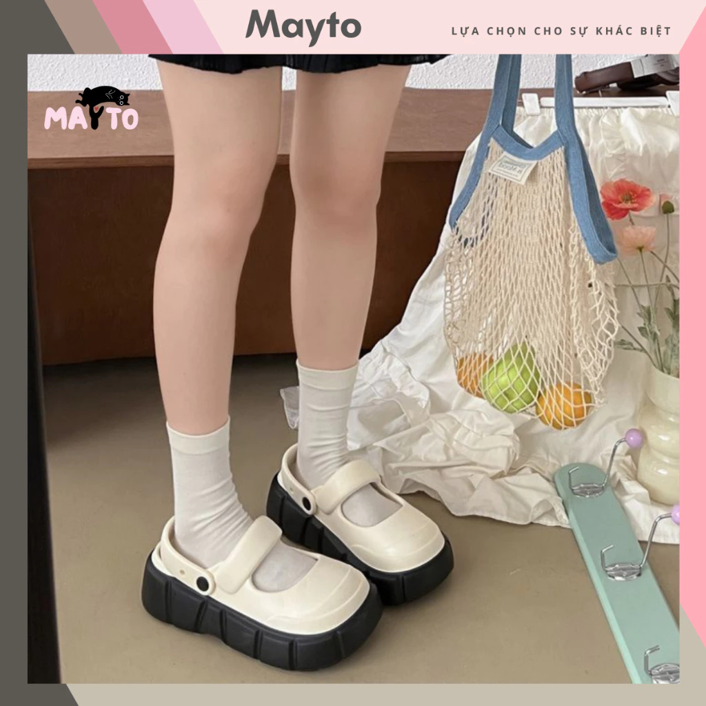 Dép mary jane nữ, dép sục Mayto đế cao 5 cm kiểu trơn basic có quai hậu dễ thương Hàn Quốc CS-176