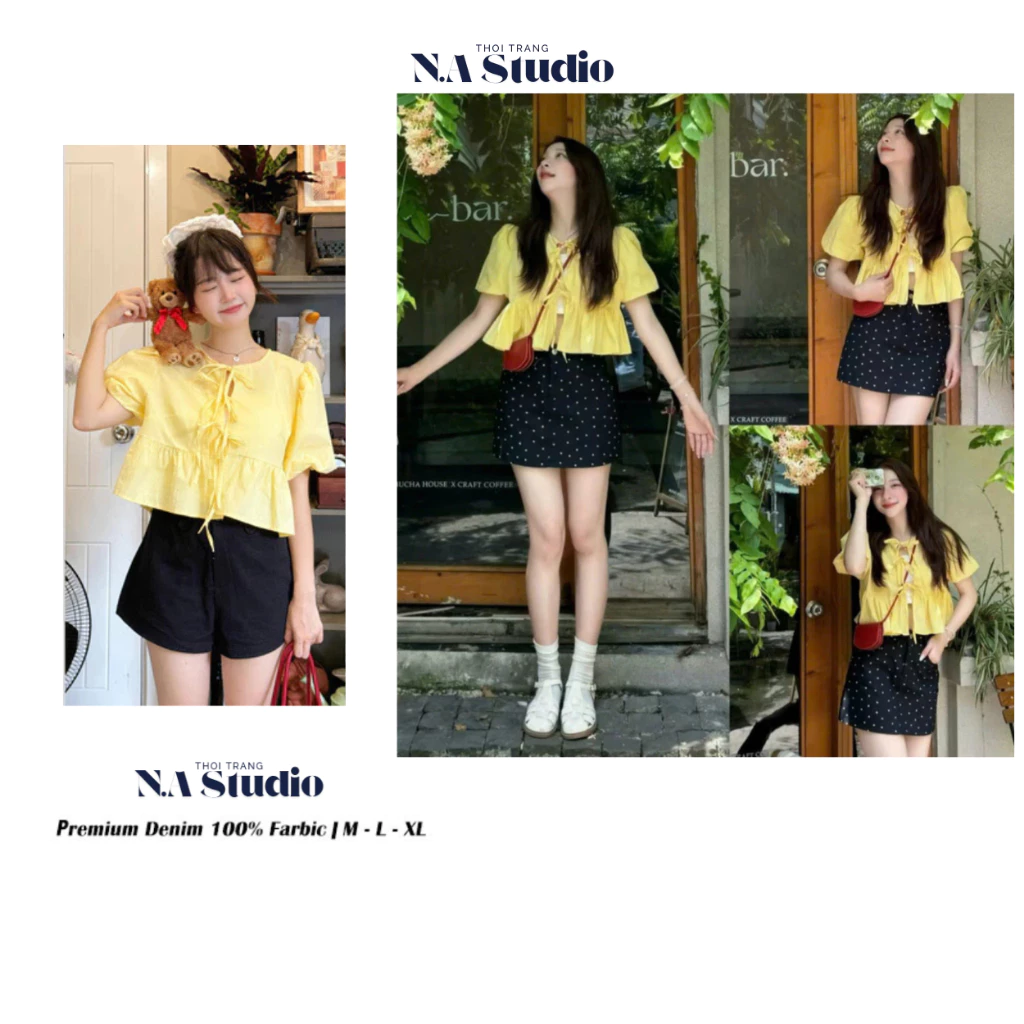 Áo babydoll ngắn dây nơ có áo quây thời trang từ xixeoshop_A25, phong cách trẻ trung và dễ mặc.
