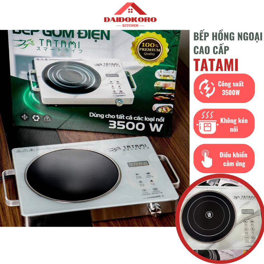 Bếp Gốm Hồng Ngoại TATAMI VOVI Đa Năng 3500W Không Kén Nồi Không Bức Xạ Tiết Kiệm Điện
