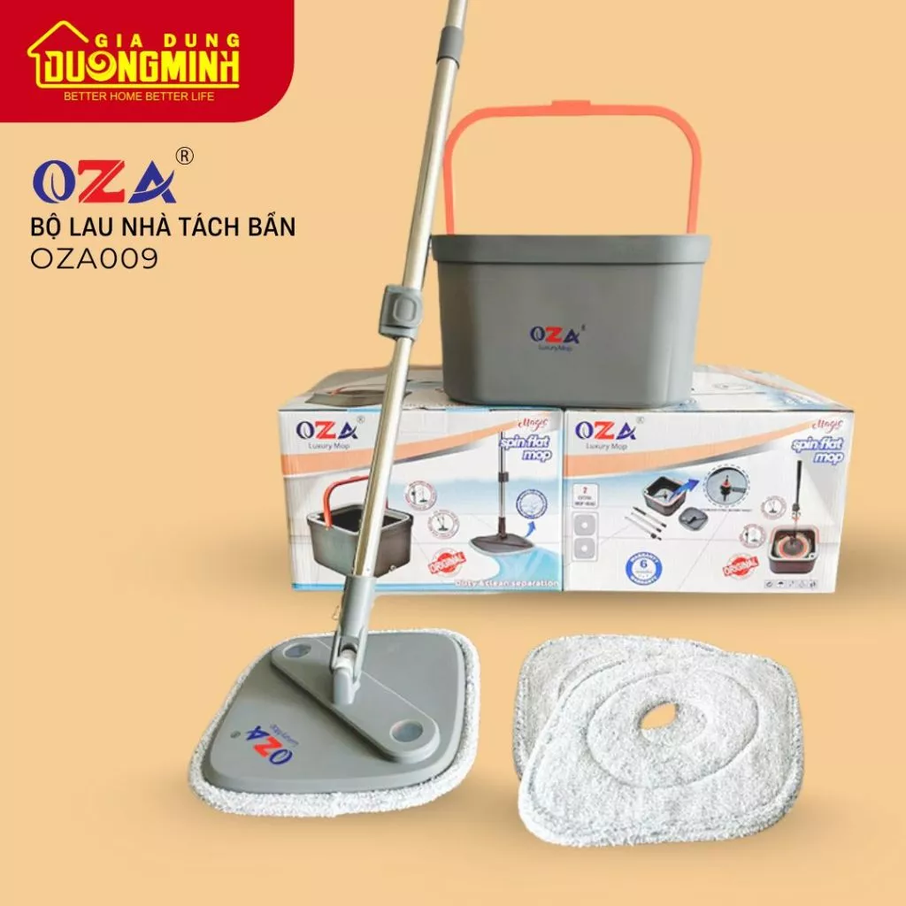 Cây lau nhà tách nước bẩn, bộ lau nhà tự vắt xoay 360 độ, chổi lau nhà thông minh - OZA009