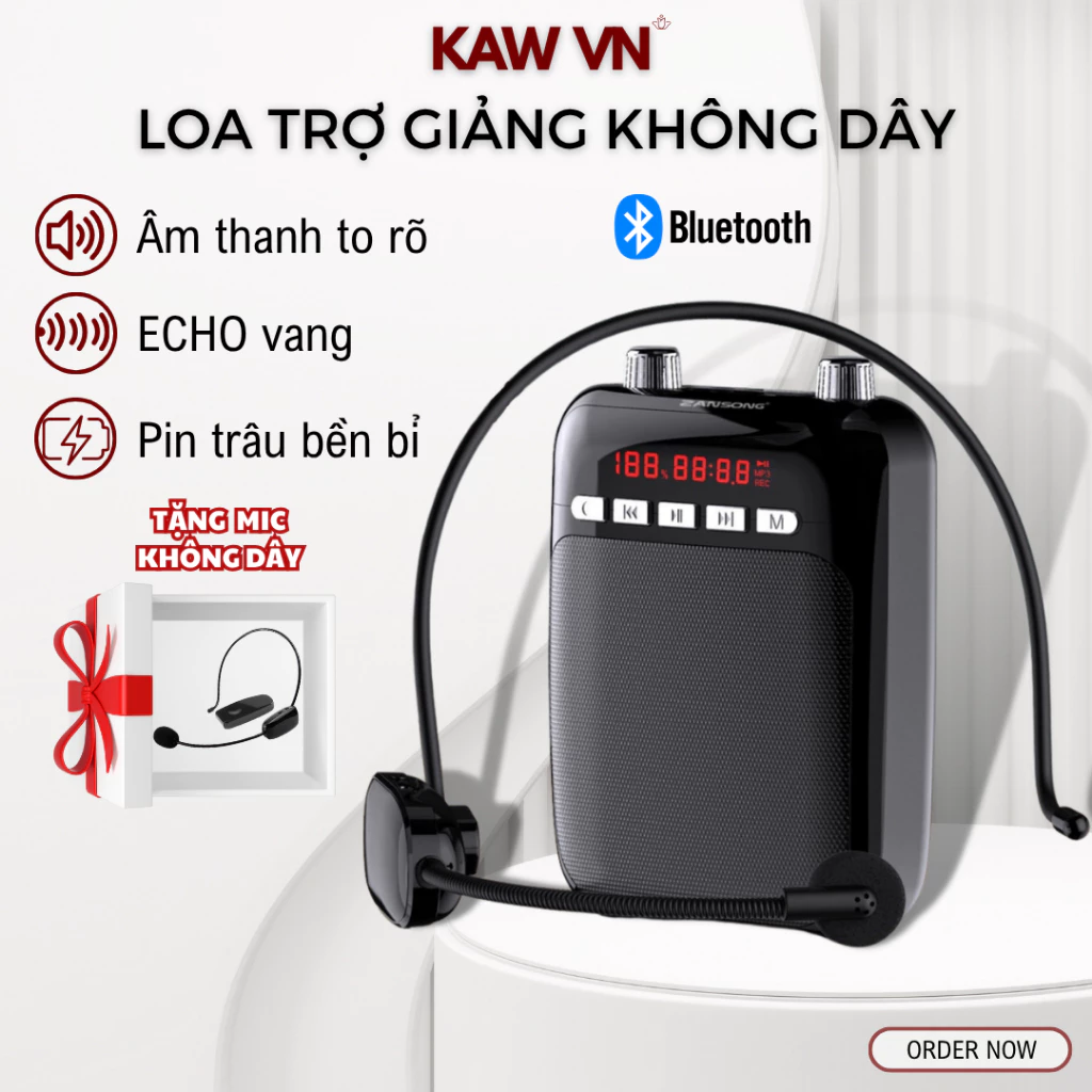 Máy Trợ Giảng Công Suất Lớn KAW Zansong M70/M80 Kèm Micro Không Dây Chống Hú, Âm Thanh Chuẩn, Độ Nhạy Cao