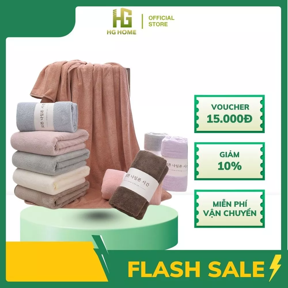 Khăn Tắm Lông HGHOME Cừu Hàn Quốc Thấm Hút Cực Nhanh, Lông Siêu Mềm Mịn Kích Thước 70x140cm