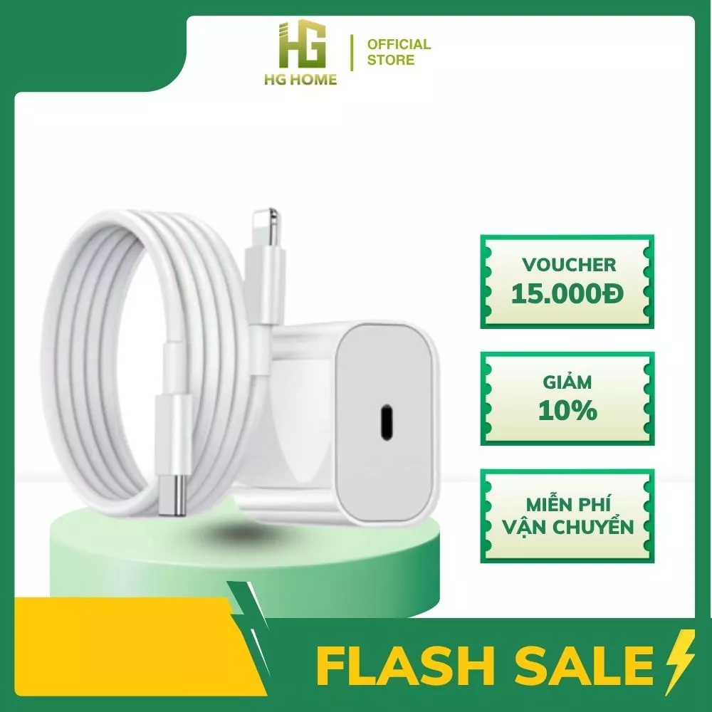 Bộ Sạc Nhanh PD 20W Cao Cấp HGHOME, An Toàn Ổn Định, Chống Cháy Nổ, Bảo Vệ Thiết Bị Không Nóng Máy