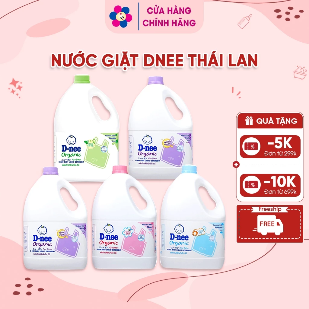 Nước Giặt Quần Áo Cho Bé Dnee 3000ml - Dịu Nhẹ An Toàn - Không Hóa Chất - Thơm Lâu - Tem Đại Thịnh