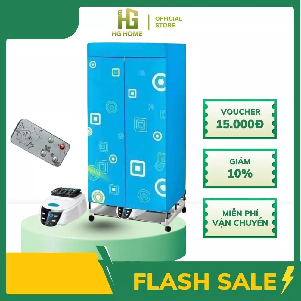 Tủ Sấy Quần Áo Công Nghệ Sấy 360 Có Điều Khiển Từ Xa Không Tiếng Ồn Hàng Chính Hãng HGHOME