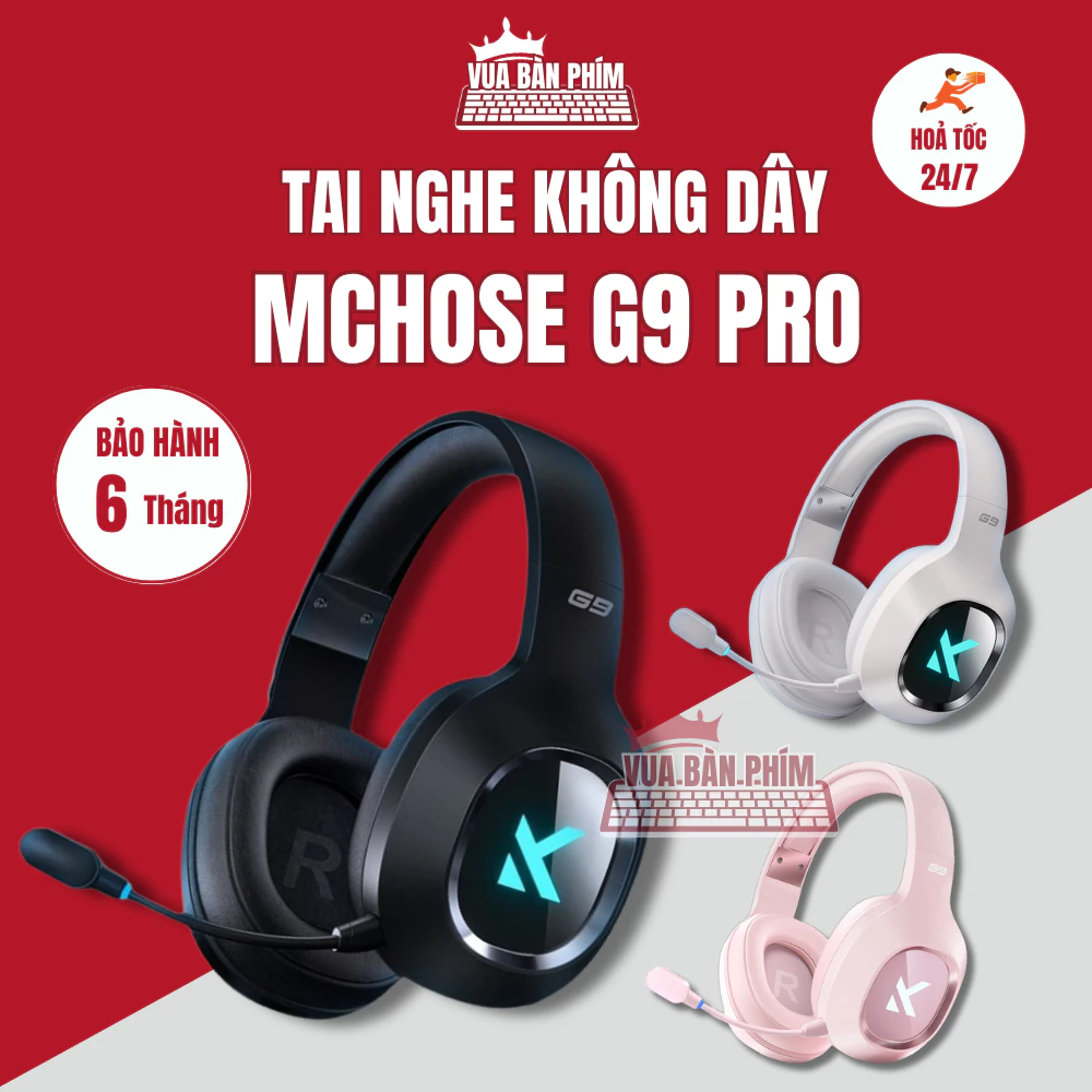 Tai nghe Mchose G9  không dây bluetooth gaming 3 mode có mic rời headphone vòm 3D 7.1 Bt5.3 supper bass hifi