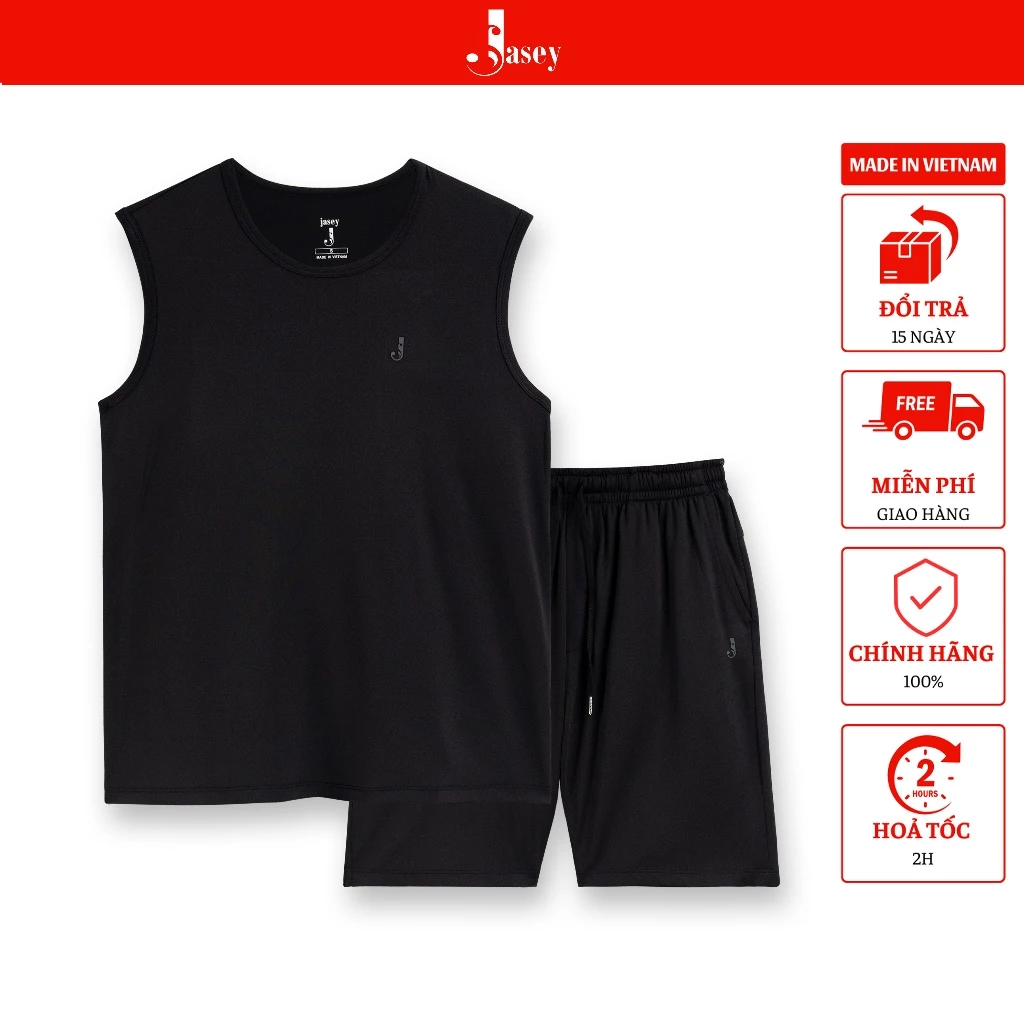 Bộ thể thao nam sát nách JASEY, Đồ bộ thun nam  dáng suông họa tiết trơn chuẩn size mã 1111